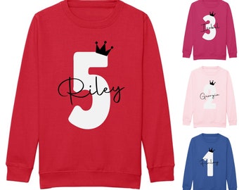 Kids Personalised Name & Age Birthday Sweatshirt