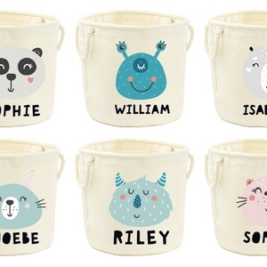 Personalised Canvas Toy Storage Tub Girls Name Glitter Customised Bag Basket Box 