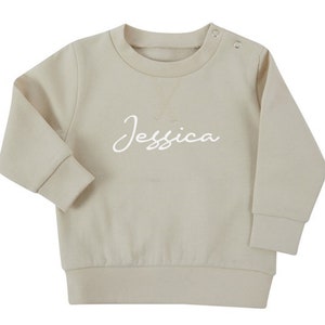 Personalised Name Baby & Toddler Sustainable Sweatshirt Light Stone