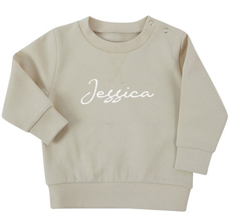 Personalised Name Baby & Toddler Sustainable Sweatshirt Light Stone