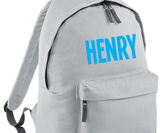 Personalised Name Backpack (Grey/Blue)