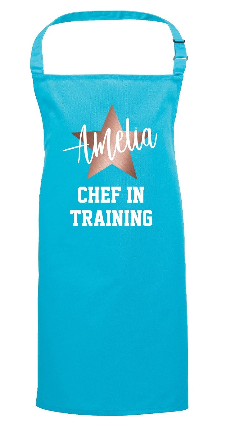 Personalised Kids Apron Rose Gold Star Chef in Training Etsy
