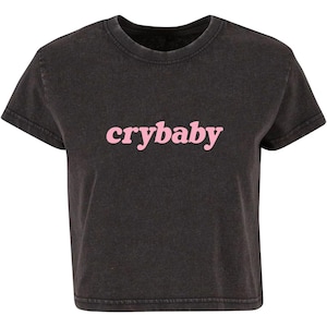 Crybaby Ladies Vintage Washed Cropped Printed T-Shirt Cute Y2K Baby Tee