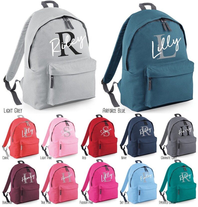 Personalised Letter Name Backpack Etsy