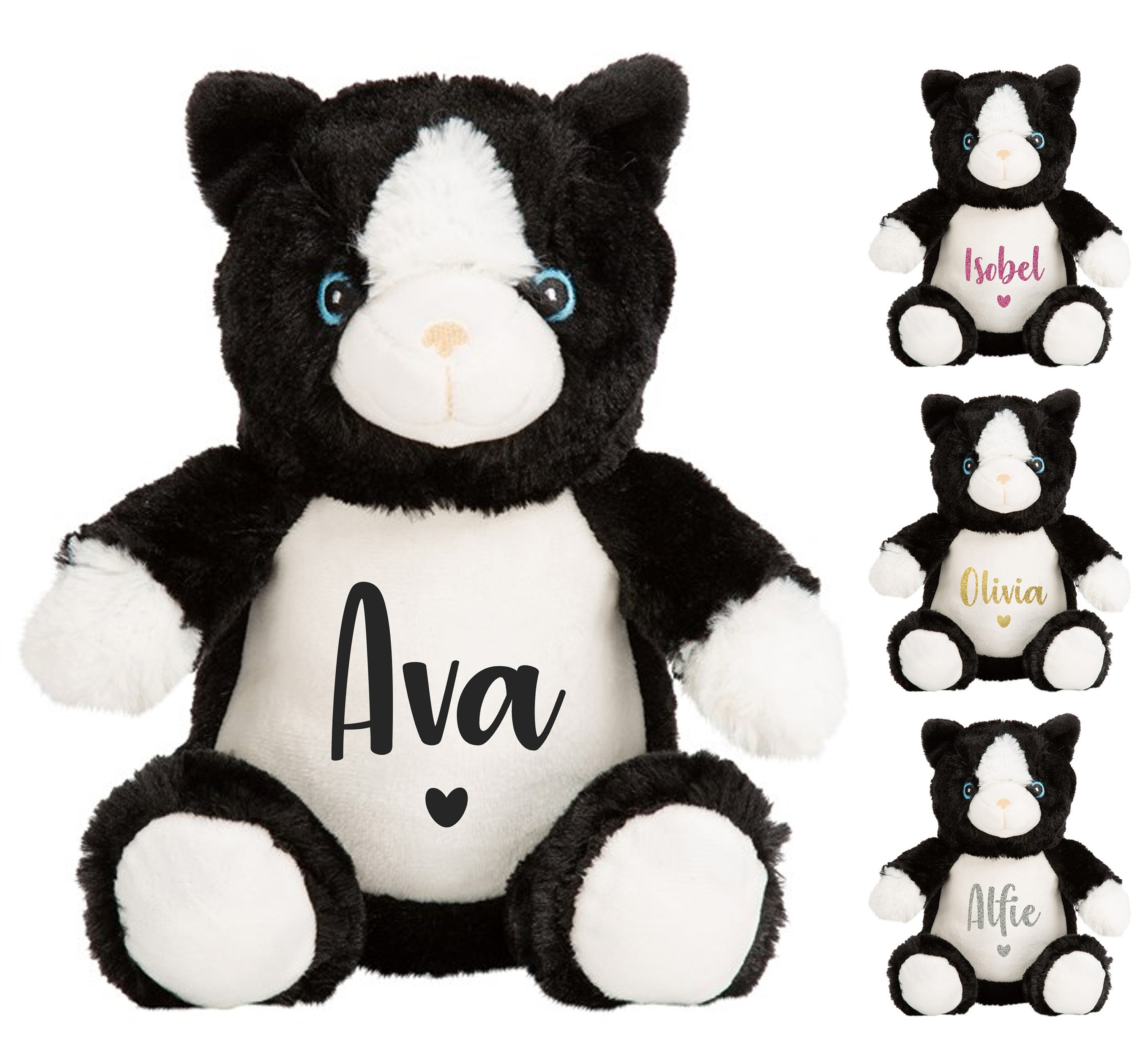 Black and white cheap cuddly toy cat