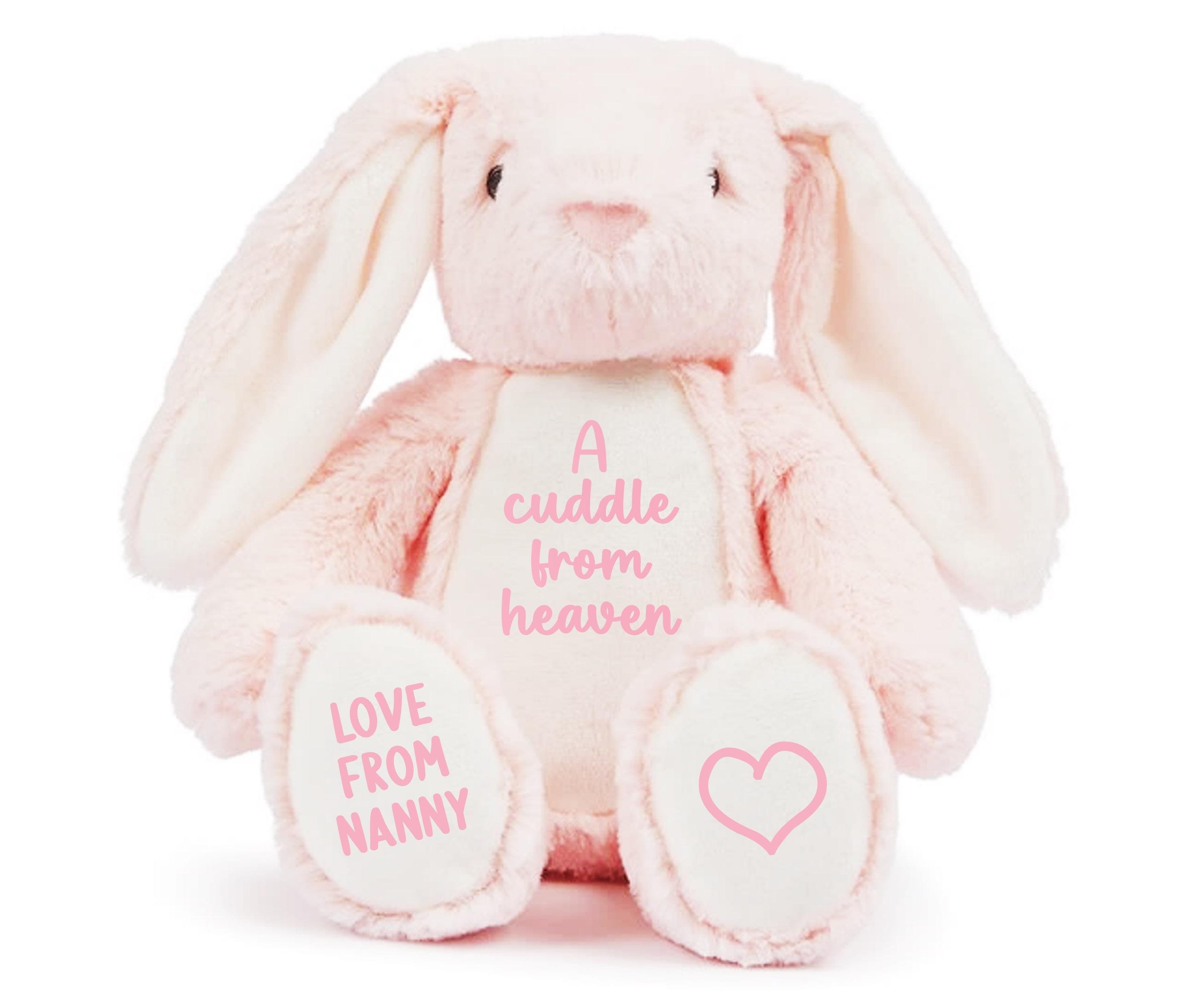 Cuddle With Toy Rabbit Personalised A Cuddle From Heaven Keepsake Memory Gift Pink Bunny ...