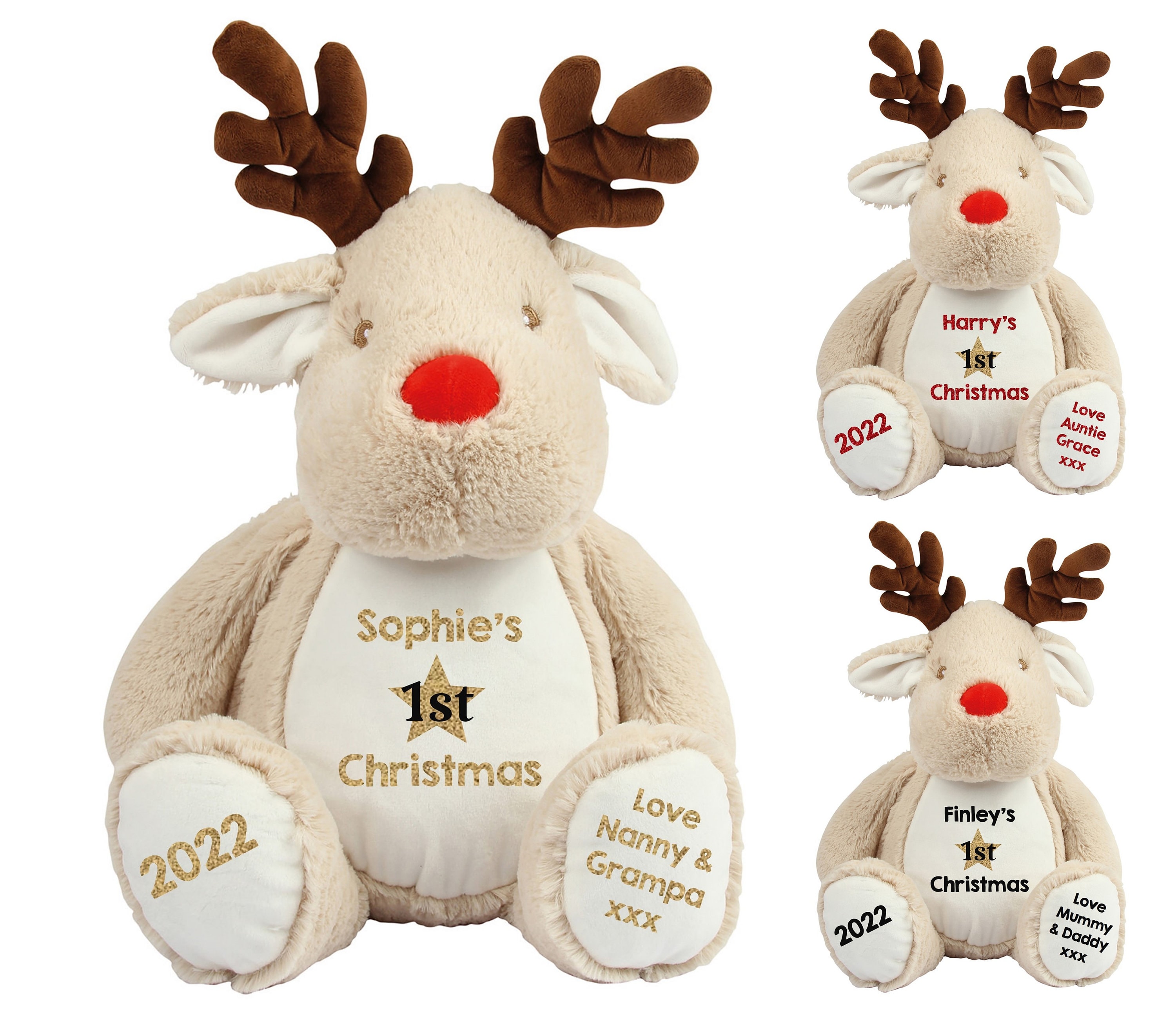 Baby s First Christmas Personalised Name Large Reindeer Plush