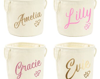 Personalised Glitter Name Canvas Toy Storage Tub