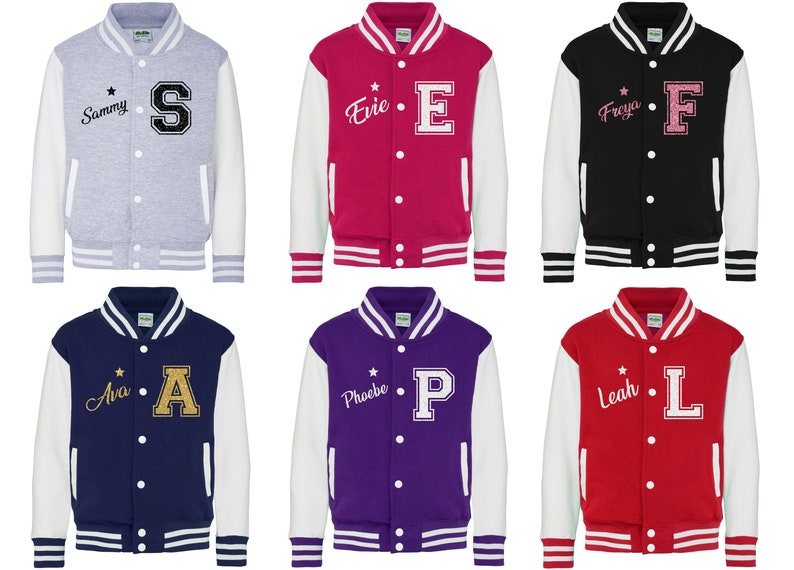 Kids Personalised Varsity Jacket imagem 1