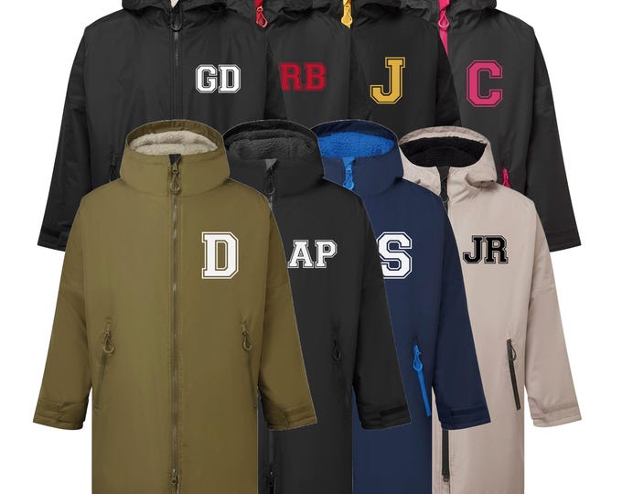 Personalised Sherpa Fleece Waterproof Dry Changing Robe (Kids & Adults Sizes) Custom Football Club Team Initials