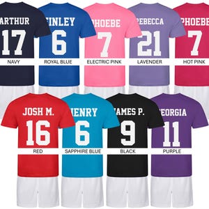 Kids Personalised Football Shirt & Shorts Sports Kit Custom Initials Team Name Number zdjęcie 3