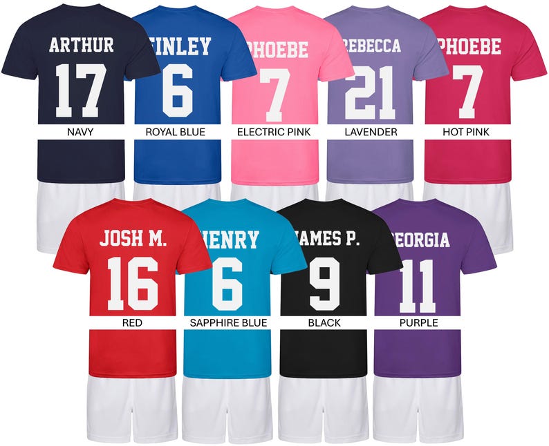 Kids Personalised Football Shirt & Shorts Sports Kit Custom Initials Team Name Number zdjęcie 3