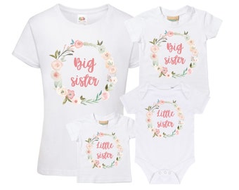 Wreath Big and Little Sister T-Shirts and Bodysuits