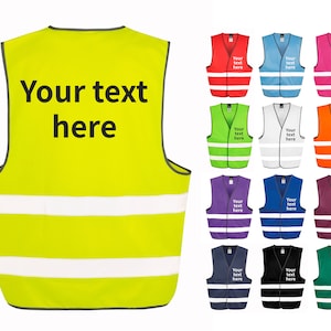 Adults Personalised Text Hi-Vis Waistcoat Reflective Safety Vest