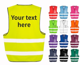 Adults Personalised Text Hi-Vis Waistcoat Reflective Safety Vest