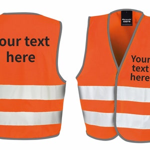 Gepersonaliseerde tekst voor kinderen Hi-Vis gilet Reflecterend veiligheidsvest Fluorescent Orange