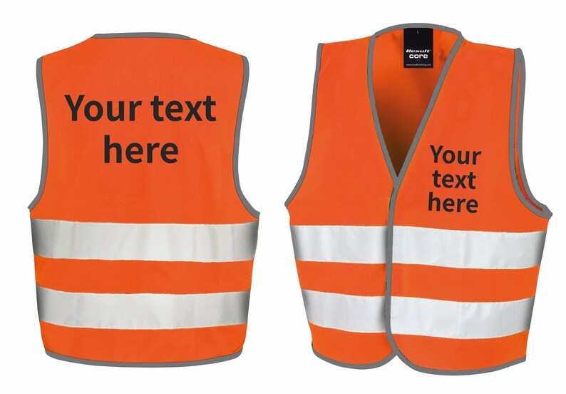 Children's Personalised Text Hi-Vis Waistcoat Reflective Safety Vest Fluorescent Orange