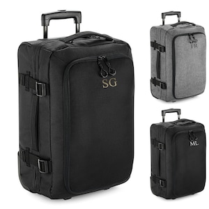 Personalised Initials Monogram Carry On Cabin Wheelie Hand Luggage Suitcase