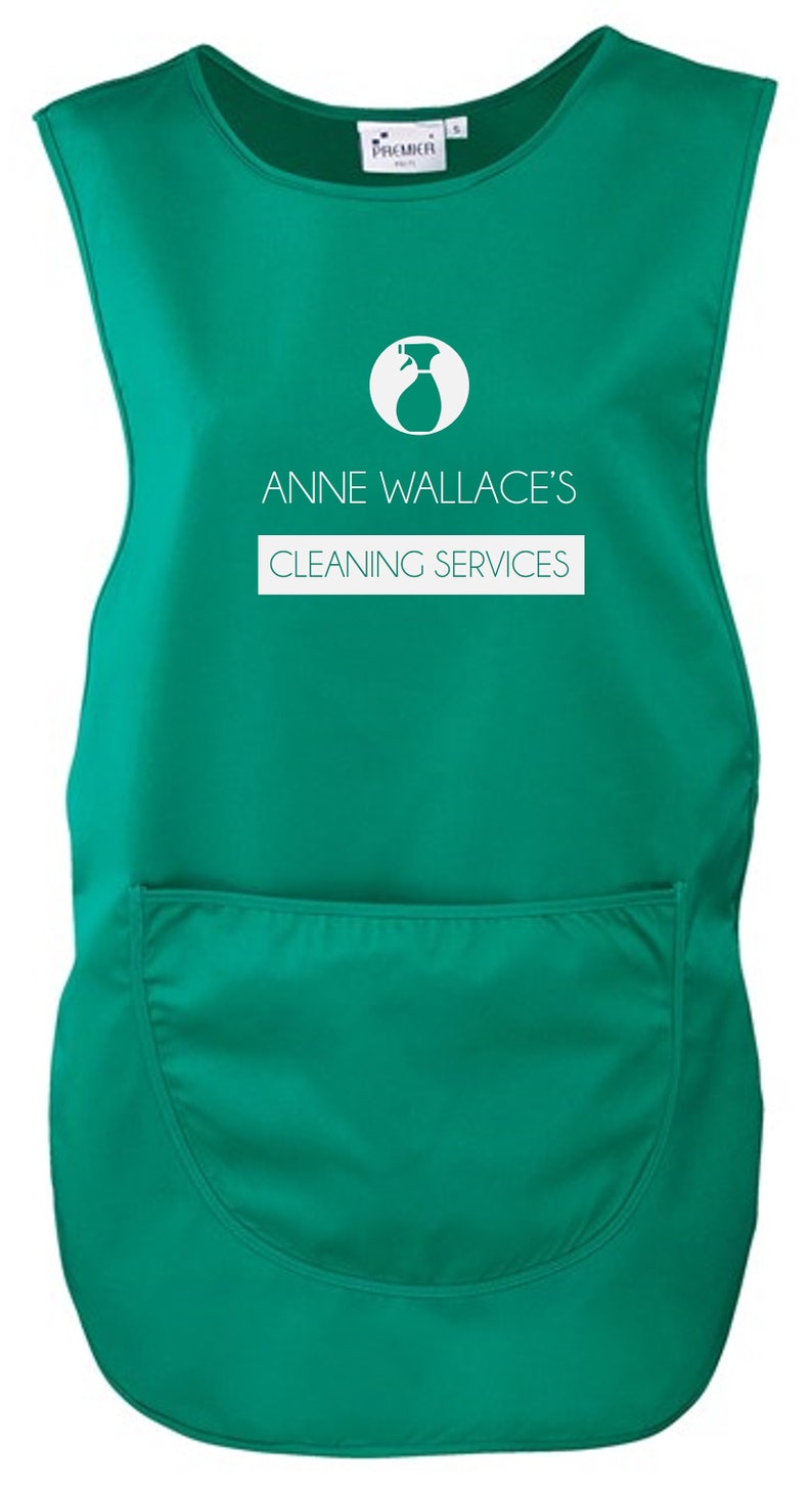 Ladies Personalised Name Cleaning Services Tabard Kelly Green