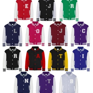 Personalised Initials Kids Varsity Jacket College Basketball Letterman