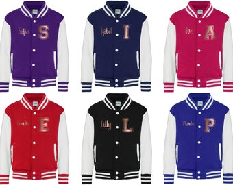 Kids Personalised Rose Gold Varsity Jacket