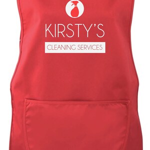 Ladies Personalised Name Cleaning Services Tabard Red