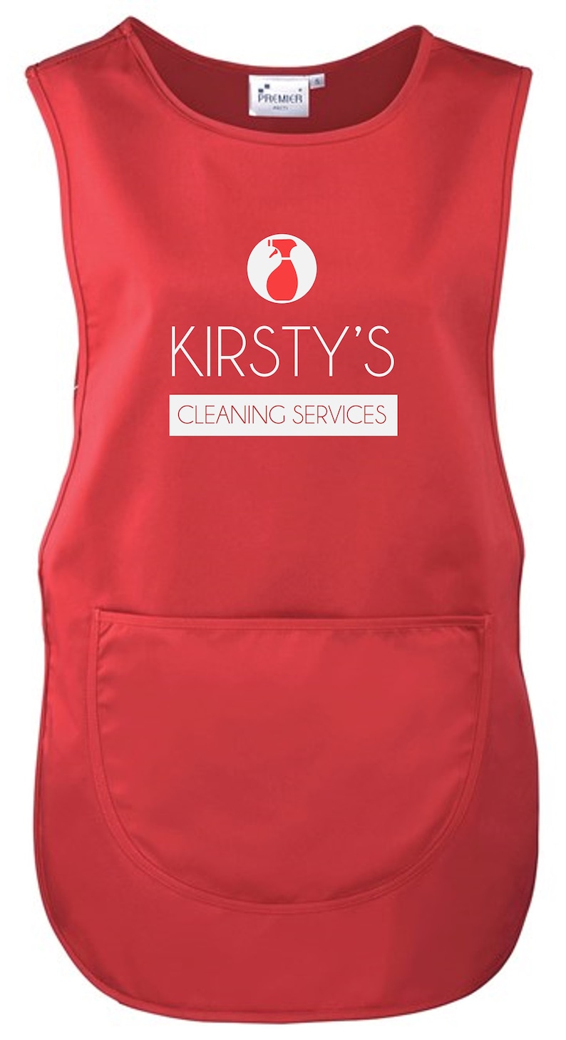 Ladies Personalised Name Cleaning Services Tabard Red