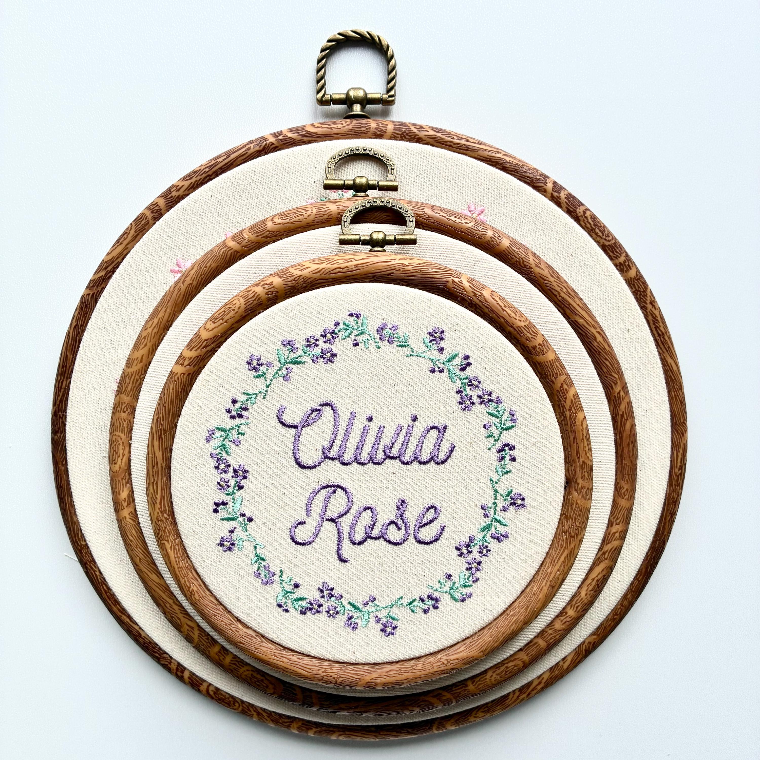 Personalised Floral Embroidery Hoop – Custom Name Embroidered Vintage ...