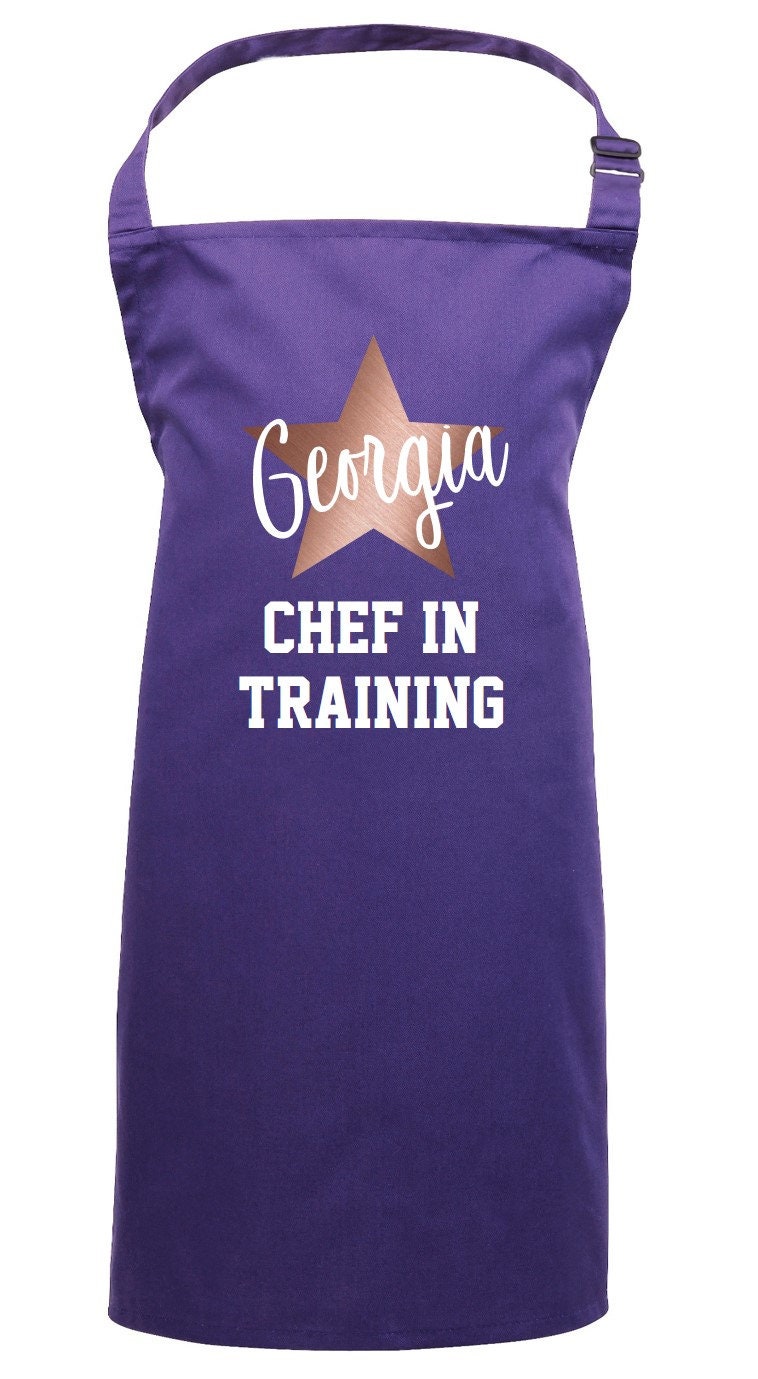 Personalised Kids Apron Rose Gold Star Chef in Training Etsy