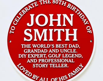 Personalised Red Plaque - Fully Customised Heritage Style Wall Plate Sign Gift