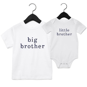 Embroidered Boys Big & Little Brother T-Shirts and Bodysuits Matching Siblings New Brother Gift