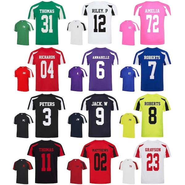 Adults Personalised Football Name & Number Sports T-Shirt