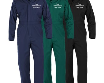 Embroidered Personalised Business Name Mechanic Overalls Custom Text Coveralls