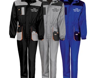 Embroidered Personalised Business Name Mechanic Overalls Custom Text Coveralls