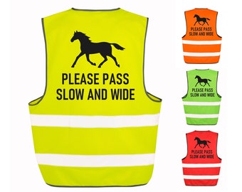 Kids & Adults Horse Riding Please Pass Slow And Wide Hi-Vis Waistcoat Reflective Safety Vest