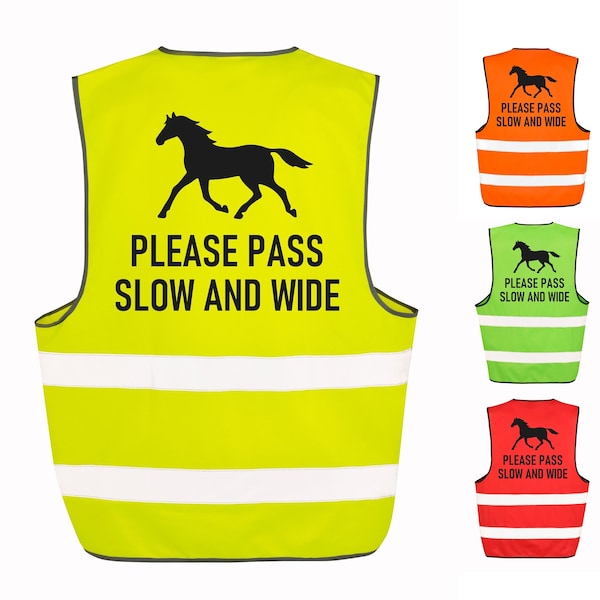 Paardrijden voor kinderen en volwassenen, passeer langzaam en breed Hi-Vis gilet, reflecterend veiligheidsvest