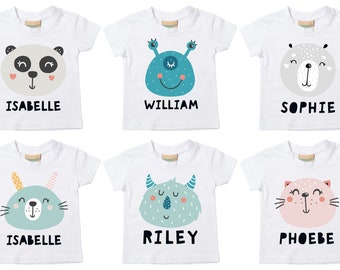 Toddlers Personalised Name Animal T-Shirt