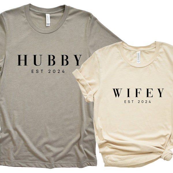 HUBBY & WIFEY Camisetas personalizadas con fecha a juego