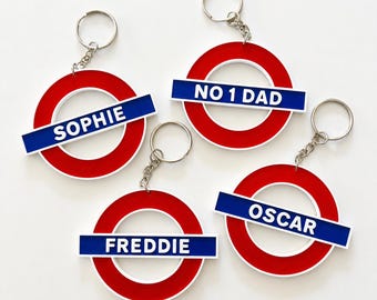 Personalised Name London Underground Tube Keyring – New Car Driver Keychain Bag Charm Gift