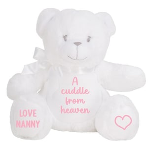 Personalised A Cuddle From Heaven Keepsake Memory Gift White Teddy Bear Plush Teddy Cuddly Toy