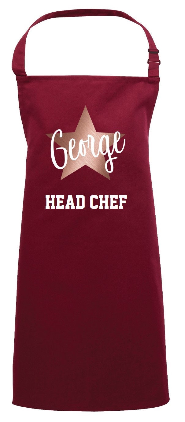 Personalised Kids Apron Rose Gold Star Head Chef Etsy