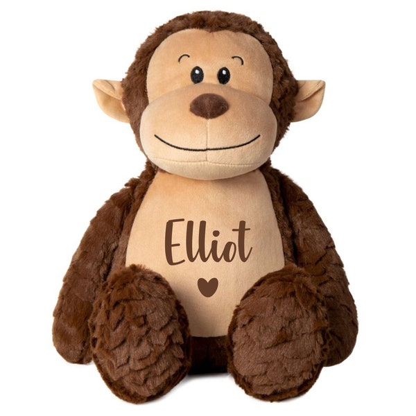 Personalised Name Large Plush Brown Monkey Teddy Cuddly Toy