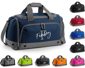 Kids Personalised Name Holdall Boys Girls Sports PE School Football Bag Printed