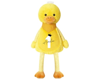 Personalised Birthday Gift Name & Age Large Plush Yellow Duck Teddy Cuddly Toys