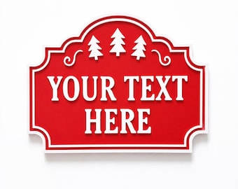 Personalised Christmas Text Sign - Custom Xmas Decoration Santa Grotto Plate