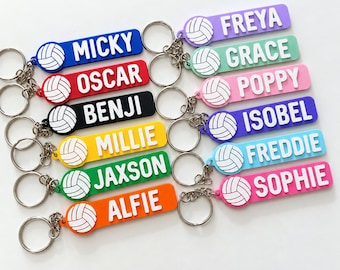 Personalised Name Volleyball Keyring Kids Backpack Keychain PE Kit Team Club Bag