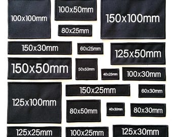 Personalised Embroidered Black Patches Sew/Iron/Velcro Custom Text Molle Morale Badges