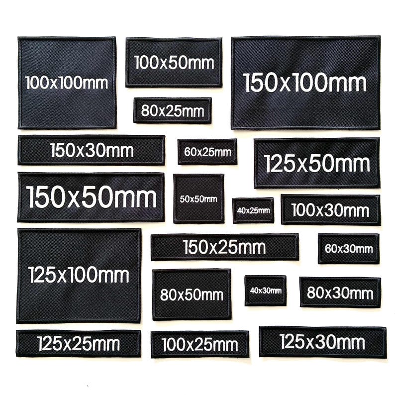Personalised Embroidered Black Patches Sew/iron/velcro® Custom Text ...