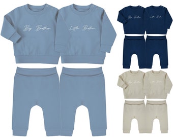 Big & Little Brother Baby Toddler Sustainable Sweatshirt and Joggers Set Matching Outfits