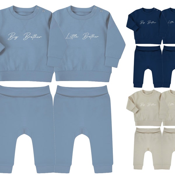 Big & Little Brother Baby Toddler Sustainable Sweatshirt and Joggers Set Matching Outfits